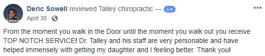 Talley Chiropractic Patient Testimonial